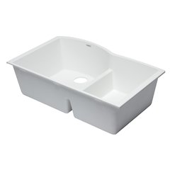 White 33" Double Bowl Undermount Granite Composite Kitchen Sink