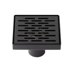 5" x 5" Black Matte Square Stainless Steel Shower Drain with Groove Holes