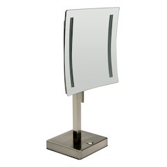Brushed Nickel Tabletop Square 8" 5x Magnifying Cosmetic Mirror with Light