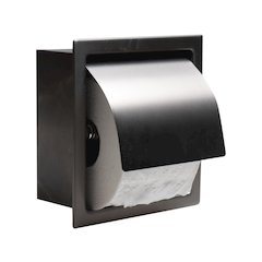 PVD Brushed Black Stainless Steel Recessed Toilet Paper Holder with Cover