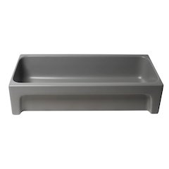 36" Grey Matte Above Mount Fireclay Bathroom Trough Sink