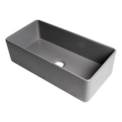 Gray Matte Smooth Apron 36" x 18" Single Bowl Fireclay Farm Sink