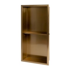12" x 24" Brushed Gold PVD Stainless Steel Vertical Double Shelf Shower Niche