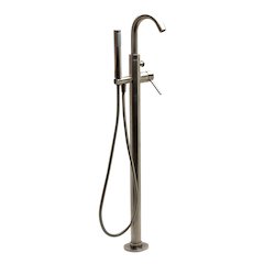 Brushed Nickel Single Lever Floor Mounted Tub Filler Mixer,Hand Held Shower Head