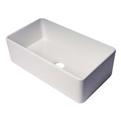 33" White Thin Wall Single Bowl Smooth Apron Fireclay Kitchen Farm Sink
