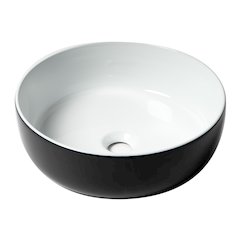 Black & White 15" Round Above Mount Ceramic Sink