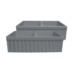 Farmhaus Quatro Alcove Reversible Matte Double Bowl Fireclay Kitchen Sink