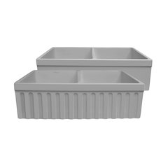 Farmhaus Quatro Alcove Reversible Matte Double Bowl Fireclay Kitchen Sink