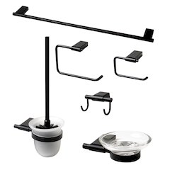 Black Matte 6 Piece Bath Accessory Set