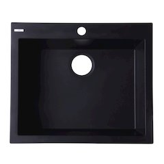 Black 24" Drop-In Single Bowl Granite Composite Kitchen Sink