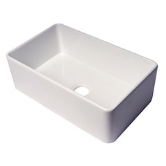 ABF3018 30" White Thin Wall Single Bowl Smooth Apron Fireclay Kitchen Farm Sink
