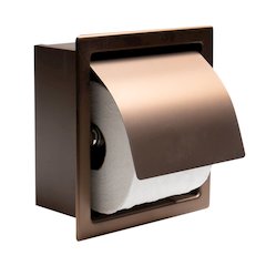 PVD Brushed Copper Stainless Steel Recessed Toilet Paper Holder with Cover