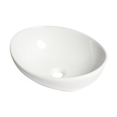 White 16" Egg Shape Above Mount Ceramic Sink