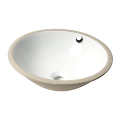 White 17" Round Undermount Ceramic Sink