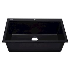 Black 33" Single Bowl Drop In Granite Composite Kitchen Sink