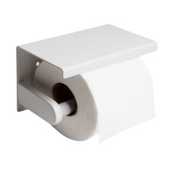 ALFI brand White Matte Stainless Steel Toilet Paper Holder with Shelf