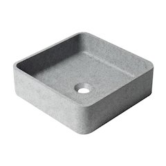 16" Solid Concrete Chiseled Style Square Above Mount Vessel Sink