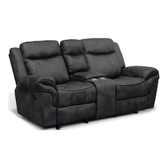 Verne Leather Manual Glider Reclining Loveseat with Console