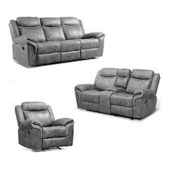 Verne 3-Piece Leather Reclining Sofa Set with Cup Holders