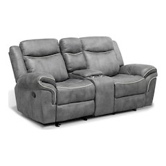 Verne Leather Manual Glider Reclining Loveseat with Console