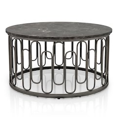Furniture of America Silas Round Modern Metal Coffee Table in Black