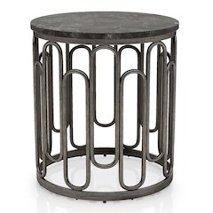 Furniture of America Silas Round Modern Metal End Table in Black