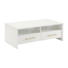 White Coffee Table with 2 Drawers and 2 Shelves MDF Particle Board