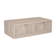Brown Modern Solid Wood Coffee Table with Casters and Durable Rubberwood Surface