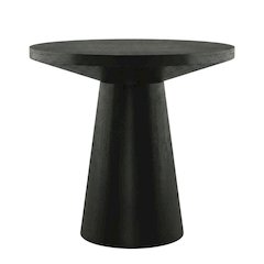 Round Solid Wood End Table with Pedestal Base for Living Room