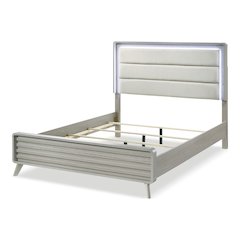 Darley Upholstered Queen Panel Bed with LED in Gray