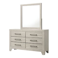 Baurke Modern 2-Piece Dresser and Mirror Set in Light Gray