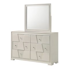 Rein Modern 2-Piece 6-Drawer Dresser With Mirror in White