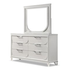Glosan 2-Piece Pearl White Kids Dresser and Mirror Set
