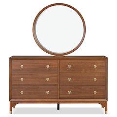 Oberlander 2-Piece Walnut 6-Drawer Dresser with Mirror Set