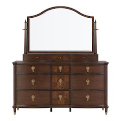 Moscote 2-Piece Dark Cherry Wood Dresser and Mirror Set