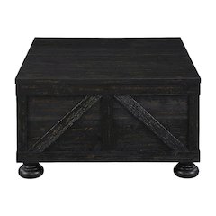 Black Wood Hidden Storage Coffee Table with Pine Veneer and MDF