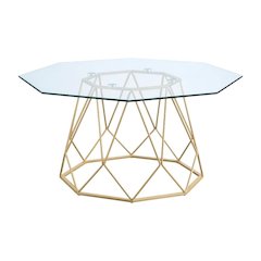 Gold Steel and Tempered Glass Coffee Table with Contemporary Style