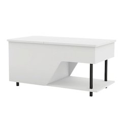 White Lift Top Outdoor Coffee Table With Rgb Led Light