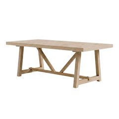 Natural Oak Solid Wood Dining Table, Contemporary, Seats 6