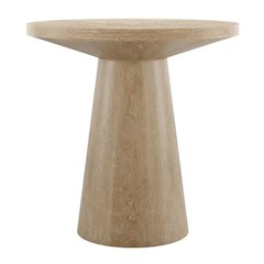 Round Solid Wood End Table with Pedestal Base for Living Room Decor