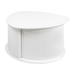 White Fluted Pedestal Triangle Coffee Table with MDF and Iron Base