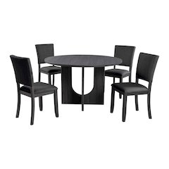 Ravyn Modern Solid Wood 5-Piece Round Dining Table Set