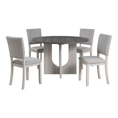 Zephyra Modern 5-Piece Wood Grey Compact Dining Table Set