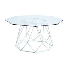 White Glass Top Coffee Table with Steel Frame and Tempered Glass Surface