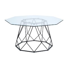 Black Steel Coffee Table with Tempered Glass Top and Modern Style