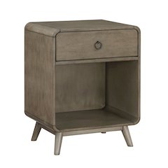 Gray Wooden Nightstand – 1 Drawer Side Table for Bedroom Décor and Storage