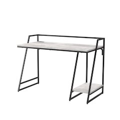 White Writing Desk – Metal Computer Desk or Home Office Table with USB