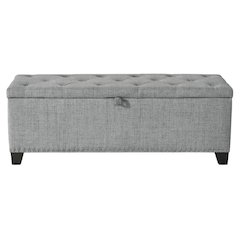 Gray Ottoman with Storage – Upholstered Storage Bench for Bedroom, Entry
