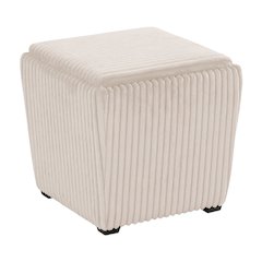 Beige Pink Storage Ottoman with Flip Top Tray – Upholstered Ottoman Table