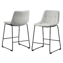 Grey upholstered dining chairs, set of 2, modern design, comfortable seating